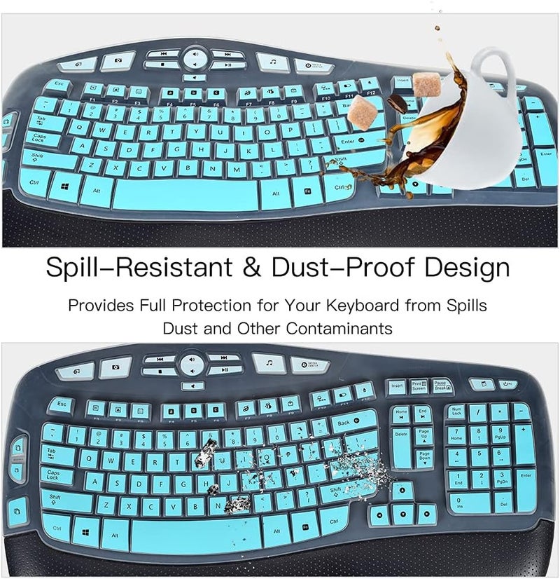 imComor Keyboard Cover for Logitech K350 MK550 MK570, Keyboard Skin for Logitech K350 MK550 MK570 Wireless Wave Keyboards Covers Protector Accessories, Ombre Mint Green - Image 5